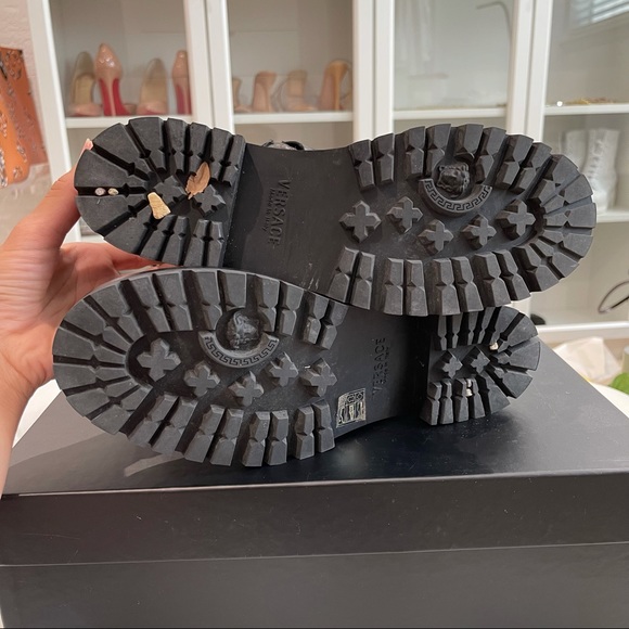 SOLD🚫VERSACE Leather Safety Pin Combat Boots, 40  10 - Picture 10 of 13